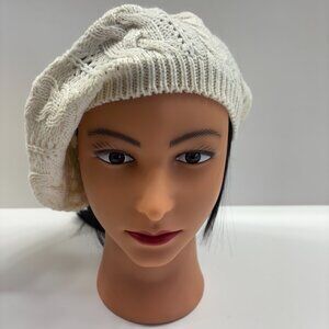 Hat - Wool Knitted Thick Beret / Beanie -Women's- Cream/ White- NWT